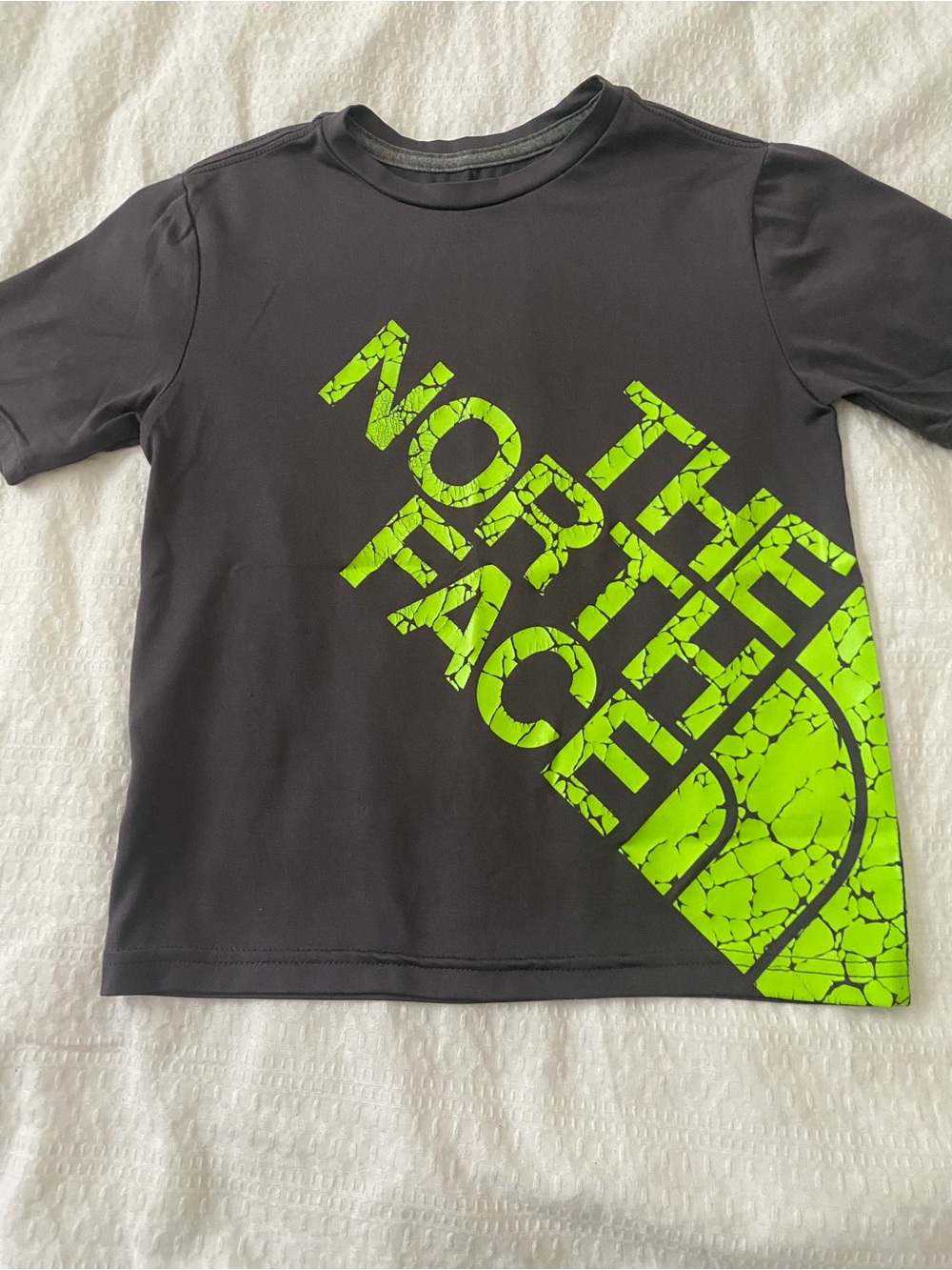 The North Face Kids Black Short-Sleeve Tee with Neon Green Logo